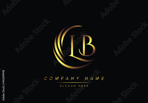 alphabet letters LB monogram logo, gold color elegant classical