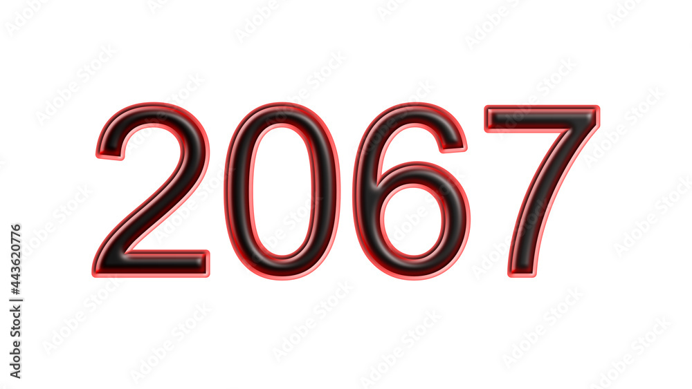 red 2067 number 3d effect white background red 2067 number 3d effect white background