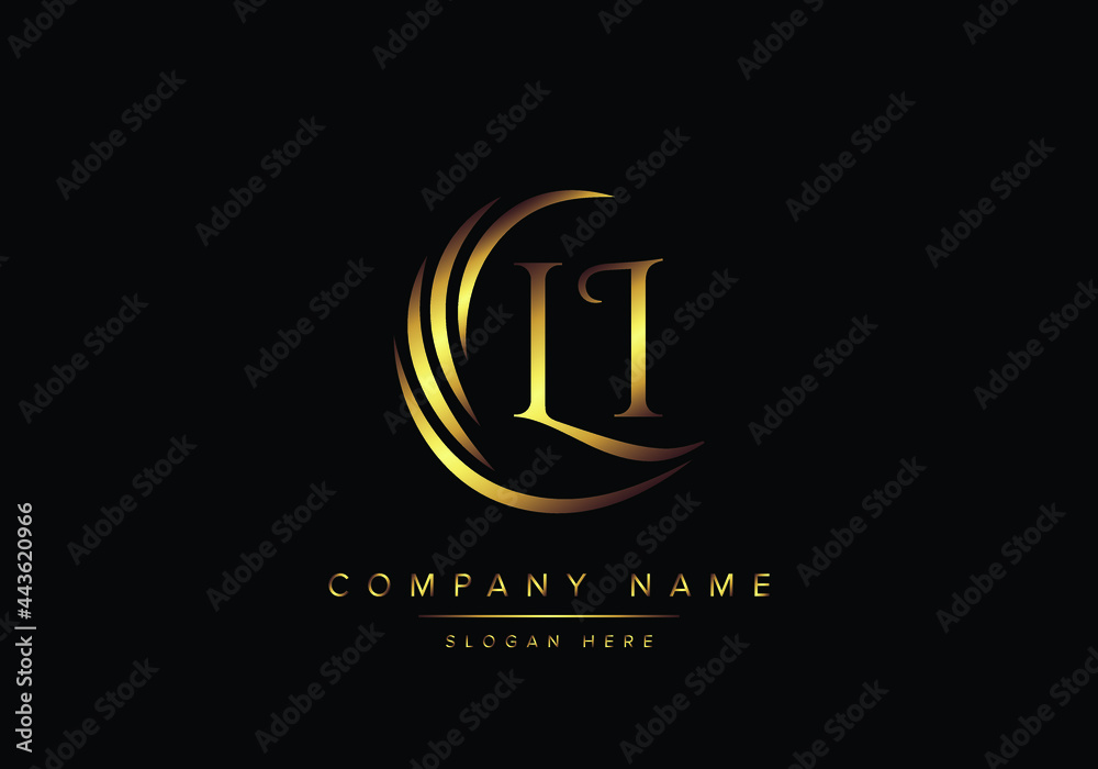 alphabet letters LI monogram logo, gold color elegant classical - obrazy, fototapety, plakaty 
