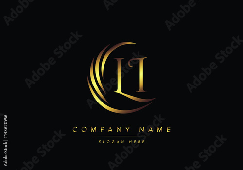 alphabet letters LI monogram logo, gold color elegant classical