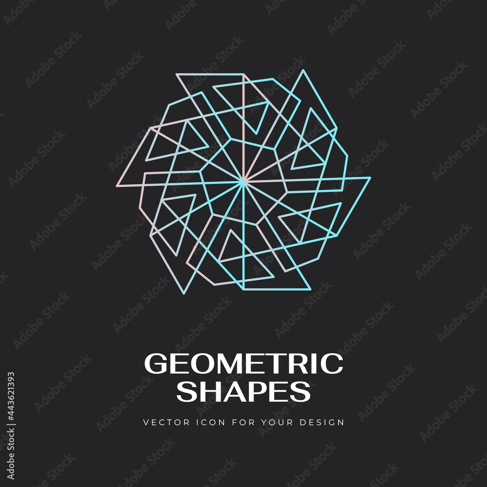 Fototapeta premium Vector abstract modern geometric icon design in trendy linear style. Minimal geometric concepts and badges. Best for identity and logotypes. Simple shape.