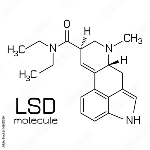Lsd molecule structure, vector icon photo