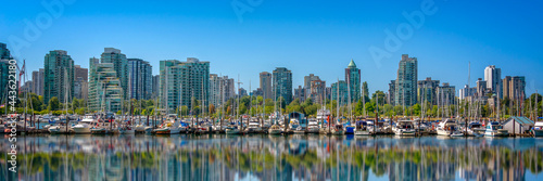 Vancouver skyline, panorama from Stanley Park in summer, Bristish Columbia,  Canada