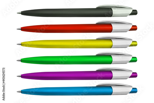 Kugelschreiber in Parteifarben auf weissem Hintergrund