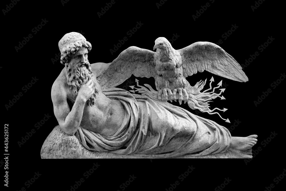 Ancient stone statue of God Zeus. The king of the gods the ruler of