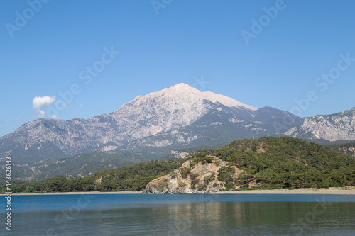 Beautiful landscape of Tahtali mountain and mediterranean sea, natural background