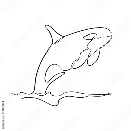 Breaching orca drawn in one continuous line
