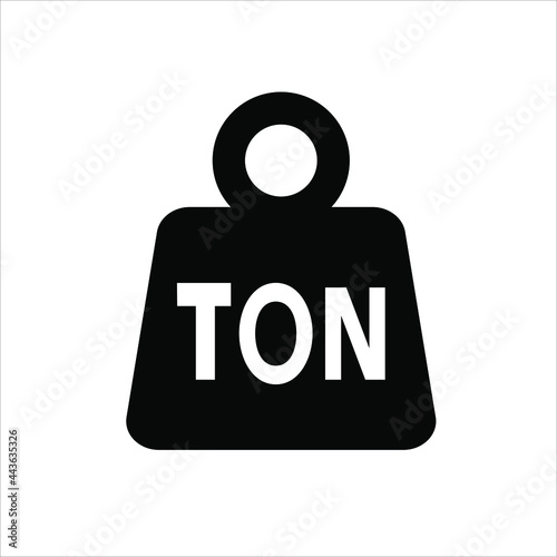 Simple TON weight silhouette icon, isolated on white background. Vector Dumbbell icon.Flat design. Black silhouette.