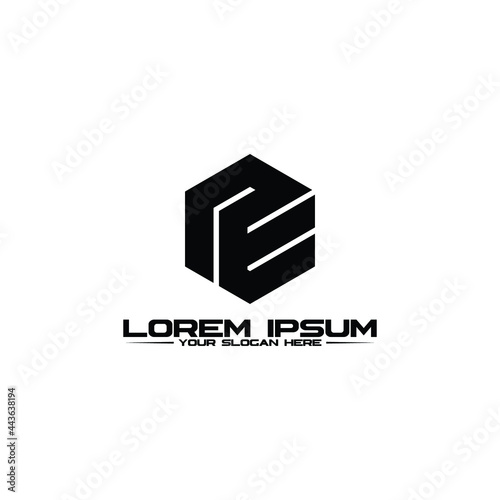 Letter PE hexagon logo design vector