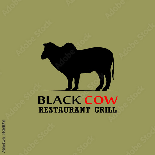 Cattle Angus Cow silhouette restaurant logo design