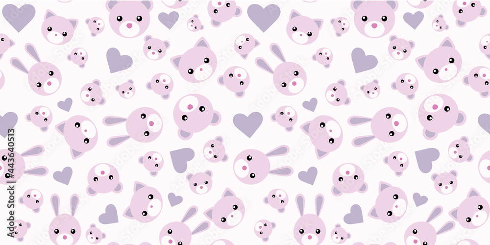 Cute animal seamless repeat pattern background