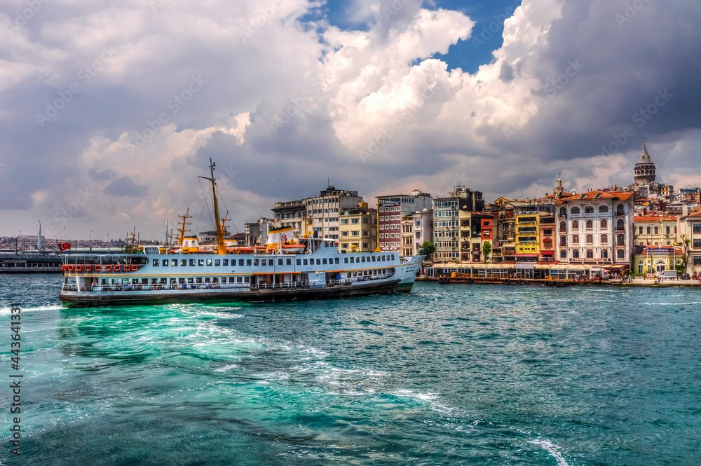 Karakoy view from sea in Istanbul. Istanbul is the biggest city of Turkey.