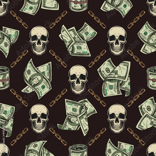 Vintage colorful money seamless pattern