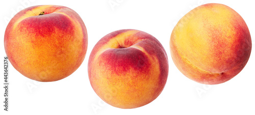 Peach isolated on white background, collection