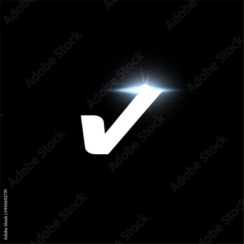 V letter logo, bold italic letter for automotive, speed race, sport label design and dynamic monogram. Vector futuristic and space logotype design. Approved sign, checkmark symbol