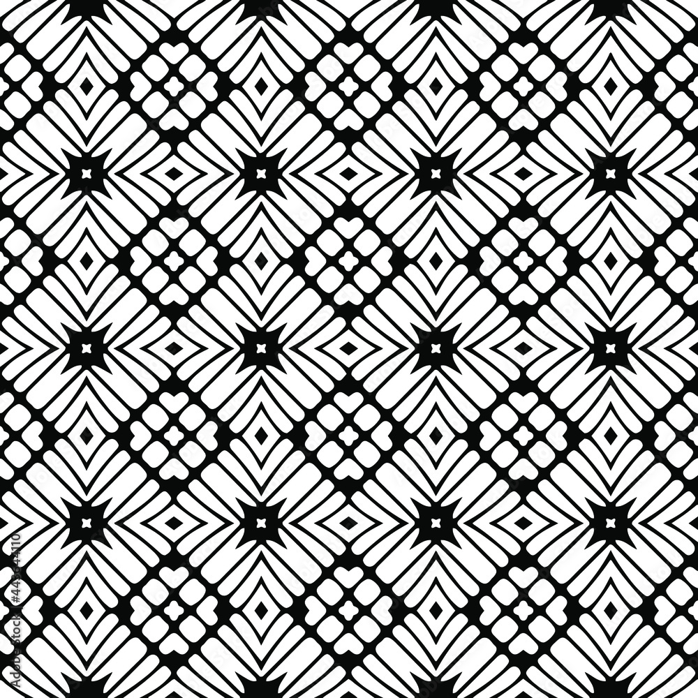 Fototapeta premium floral seamless pattern background.Geometric ornament for wallpapers and backgrounds. Black and white pattern.