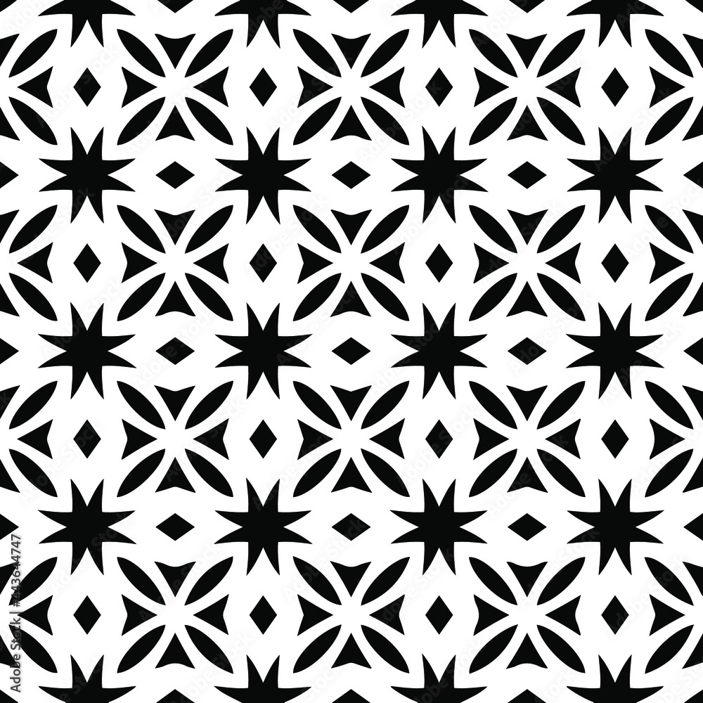floral seamless pattern background.Geometric ornament for wallpapers and backgrounds. Black and white pattern. 