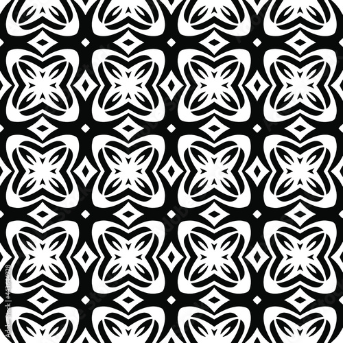 floral seamless pattern background.Geometric ornament for wallpapers and backgrounds. Black and white   pattern. 