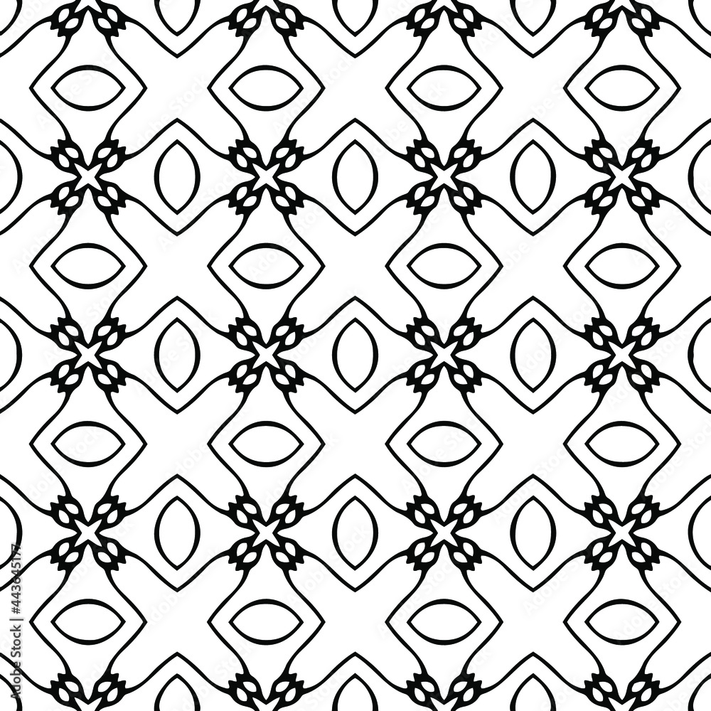 Fototapeta premium floral seamless pattern background.Geometric ornament for wallpapers and backgrounds. Black and whitepattern.