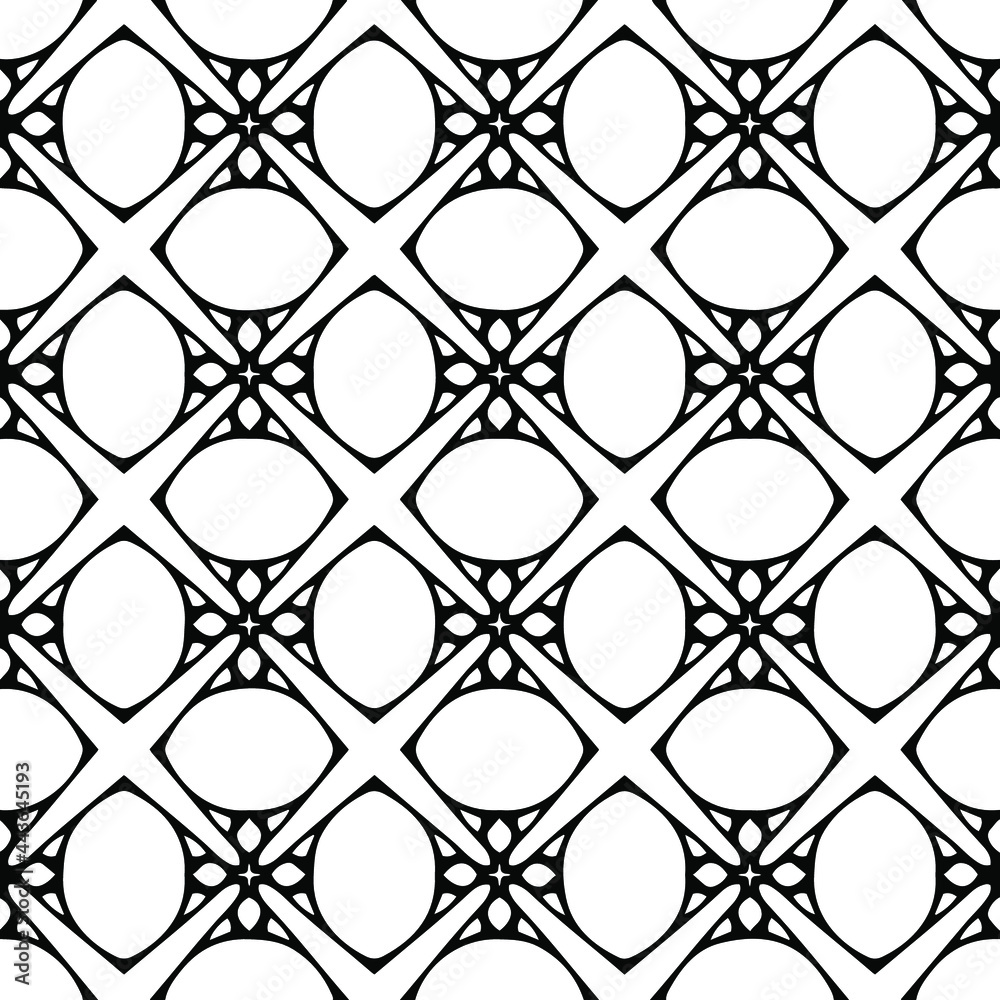 Naklejka premium floral seamless pattern background.Geometric ornament for wallpapers and backgrounds. Black and whitepattern. 