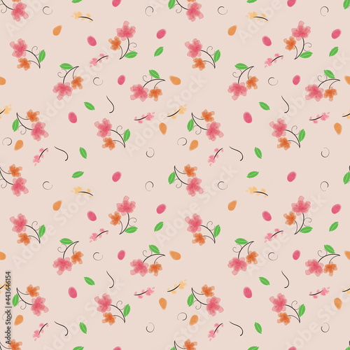 Flowers seamless pattern on isolated background