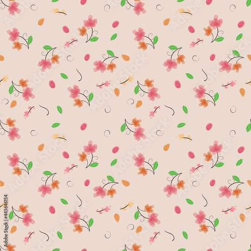 Wallpaper Mural Flowers seamless pattern on isolated background Torontodigital.ca