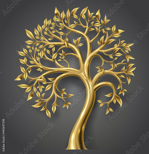 Golden decorative fairy tree with gold leaves