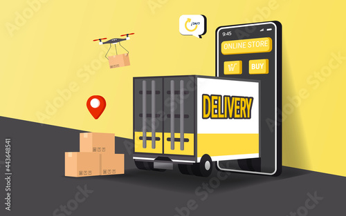 Concept of online shopping and delivery services.