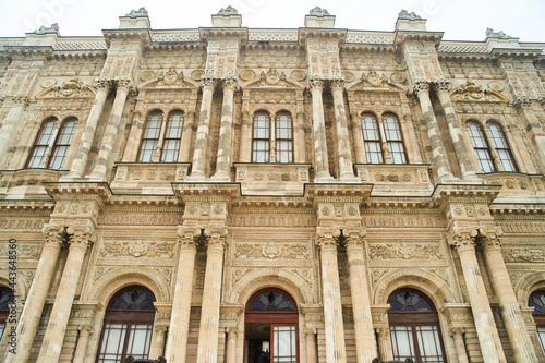 View of the amazing architecture of Dolmabahce Palace in Istanbul.