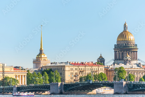 Panorama of St. Petersburg from the Neva River with a view of St. Isaac's Cathedral and the Admiralty