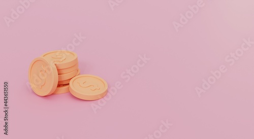 3D flat coin illustration, perfect for pastel-themed presentation assets