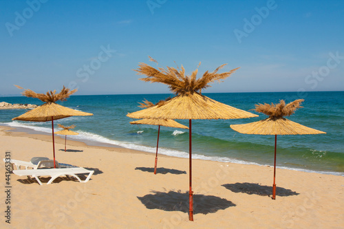 Umbrellas on the beach, St. Constantine and Helena resort, Varna province, Bulgaria © Iva