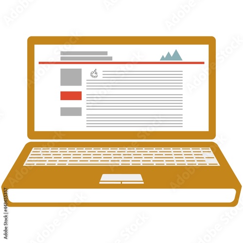 Online education on laptop computer vector icon