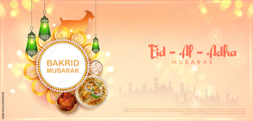 Naklejka premium sheep wishing Eid ul Adha Happy Bakra Id holy festival of Islam Muslim