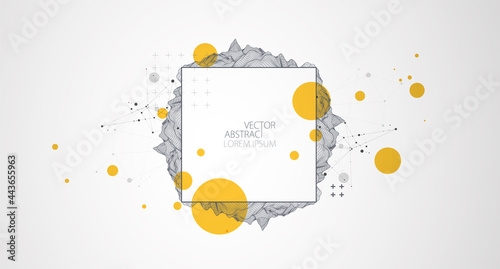 Modern science or technology art elements. Trendy abstract wireframe background. Surface illustration. Vector.