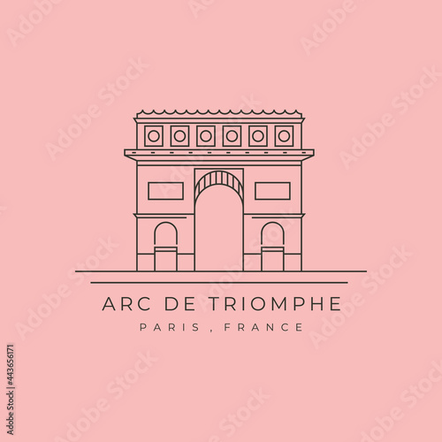 vector of arc de triomphe line art symbol illustration design, paris travel design
