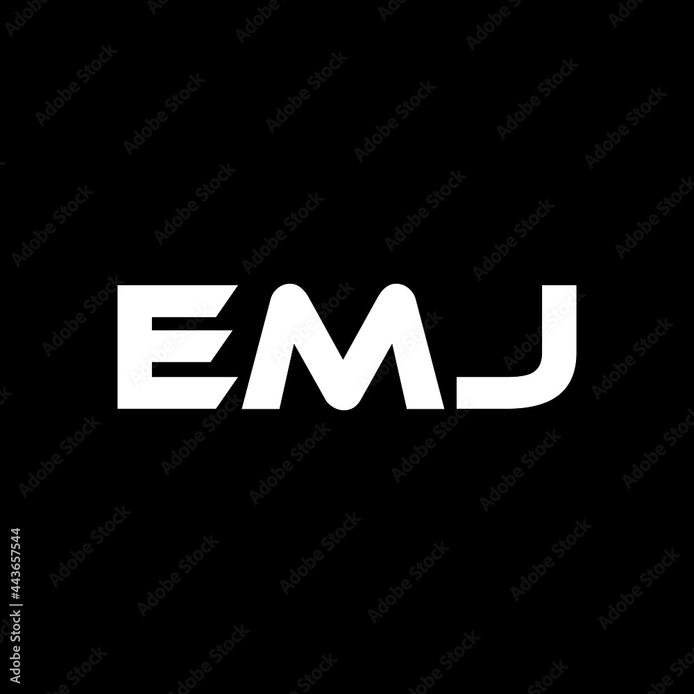 EMJ letter logo design with black background in illustrator, vector logo modern alphabet font overlap style. calligraphy designs for logo, Poster, Invitation, etc.