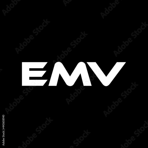 EMV letter logo design with black background in illustrator, vector logo modern alphabet font overlap style. calligraphy designs for logo, Poster, Invitation, etc.