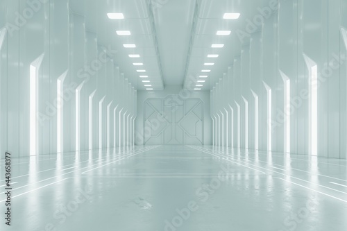 Futuristischer heller Raumschiff Interior Hintergrund