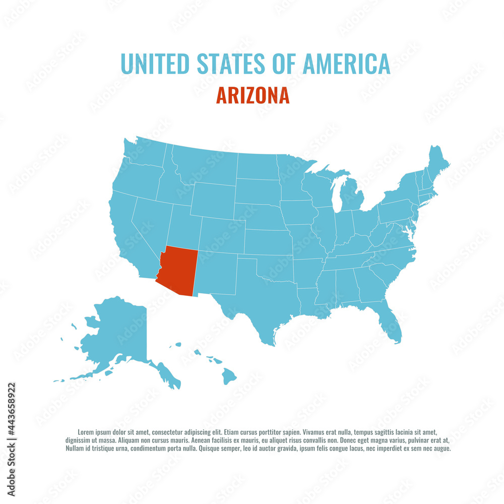 Vektorov Grafika United States Of America Isolated Map And Arizona 1000 F 443658922 5TdXGBY0ydyvYzg0iusLnQR7RtWw9jWW
