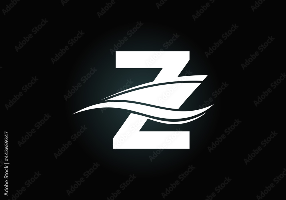 Capital letter Z with the ship, cruise, or boat logo design template, Yacht icon sign symbol with ocean waves vector illustration