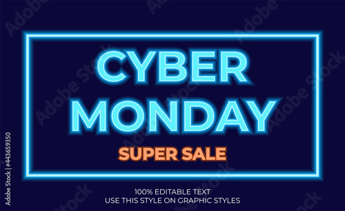 3d text effect with clue neon theme. for cyber monday typography.