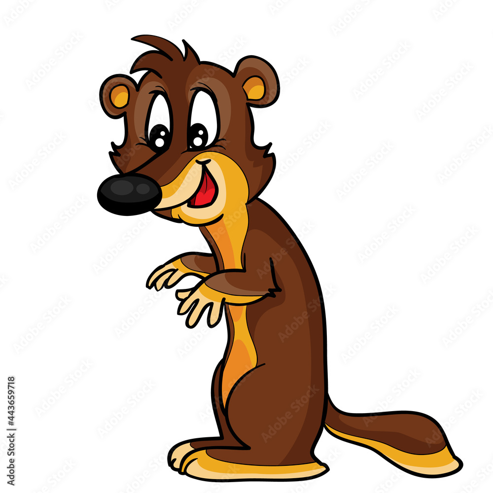 cute ferret character in brown color, cartoon illustration, isolated object on white background, vector, cute ferret character in brown color, cartoon illustration, isolated object on white background, vector,