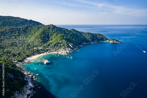 View of Koh Tao, Thailand with copy space and no people South East Asia Drone Aerial UAV