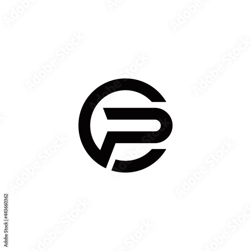 c p cp pc initial logo design vector template