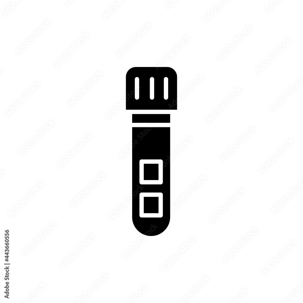 Laboratory tube with blood test line icon. Isolated vector element. Laboratory tube with blood test line icon. Isolated vector element.