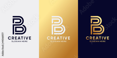 Creative monogram logo design initial letter B with line art style. Logo icon for business company and personal