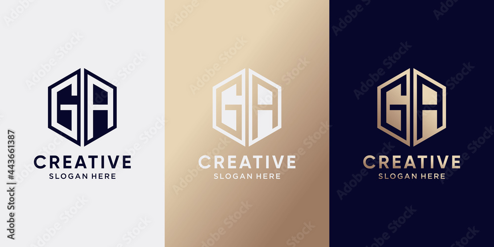 Fototapeta premium Creative monogram logo design initial letter GA with hexagon style. Logo icon for business company and personal