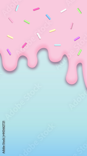 dripping donut pink icing with colorful powder