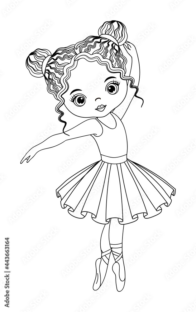 Vector Black and White Ballerina Girl for Coloring Stock Vector | Adobe ...